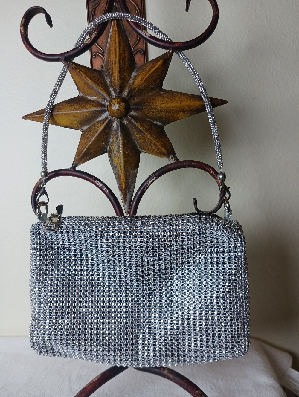 Silver Crystal Mesh Evening Bag - Women Bags
